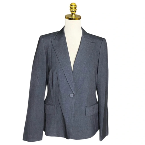 CALVIN KLEIN | Women's One Button Stretch Dark Gray Blazer Size 8 - Picture 2 of 8